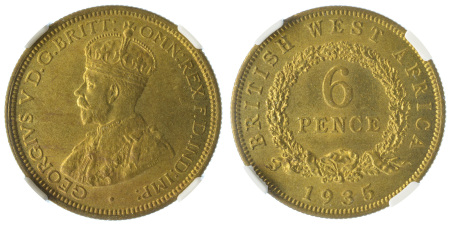 1935 Brass Sixpence, George V, NGC