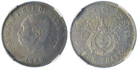 1860 (Dated) Ag 2 Francs (Silver