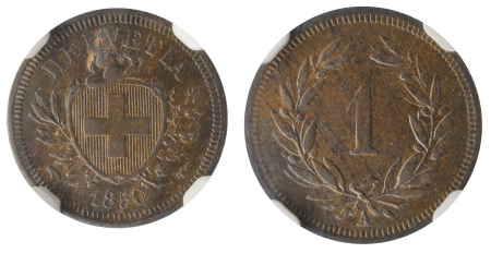 Switzerland, 1850A Cu 1 Rappen, dark toned