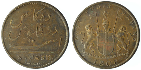 1808 Cu 10 Cash, Madras Presidency