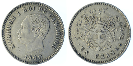 1860 (Dated) Ag 1 Franc, Norodom