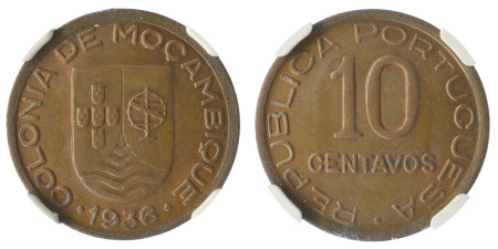 Portuguese Africa 1936 Cu 10 Centavos