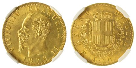 1878R Au 20 Lire, Vittorio Emanuele