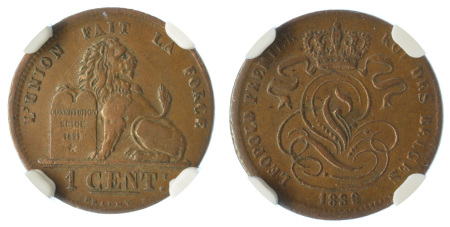 Belgium 1836/2 Cu 1 Cent, Lion reverse *XF 45 B*