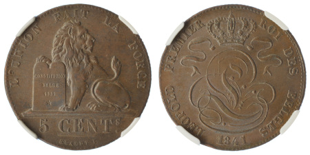 1841 Cu 5 Cents, Lion Reverse
