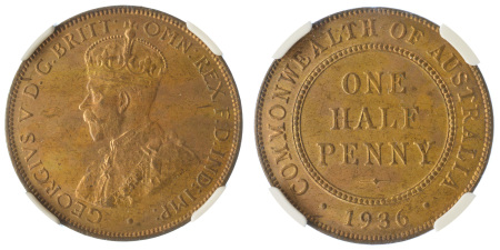 1936 Cu Half Penny, George V