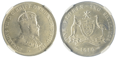 1910 Ag 2 Shillings, Edward VII