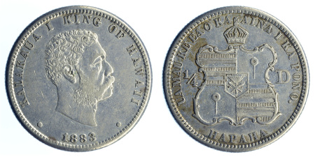 Hawaii, 1883 Ag 25 Cents (Quarter Dollar)