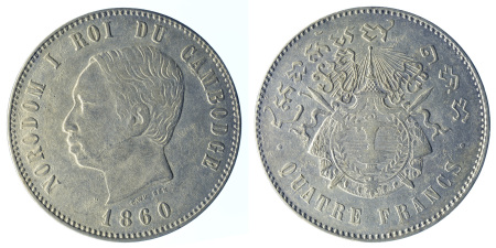 1860 Ag 4 Francs, obv-Bust of