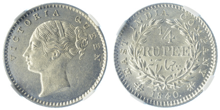 1840C Ag 1/4 Rupee, Queen Victoria
