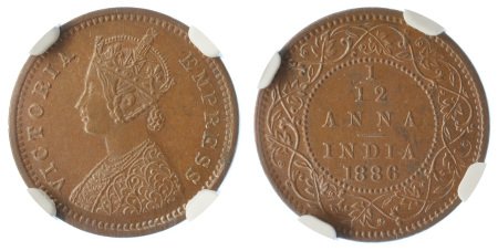 1886C Cu 1/12 Anna, Victoria, NGC