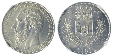 1887 Ag 2 Francs, Leopold II