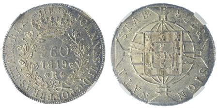 Brazil, 1819R Ag 960 Reis, NGC Graded MS64