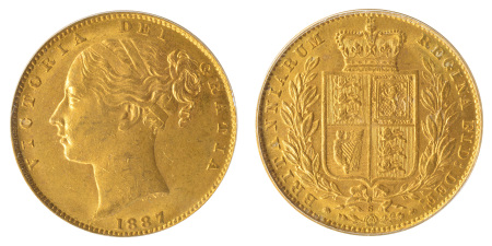 1887S Au Sovereign, Shield reverse and