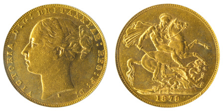 1879S Au Sovereign, Shield reverse, Victoria