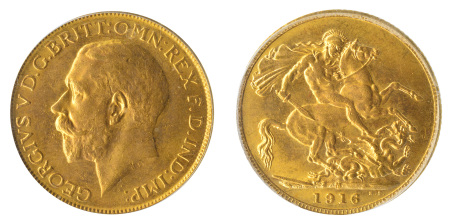 1916M Au Sovereign, George V, Sydney