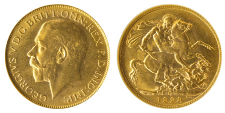 Australia 1928P Au Sovereign, George V *MS 61*