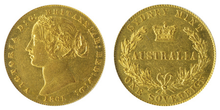 1861 (SY) Au Sydney Sovereign, Victoria