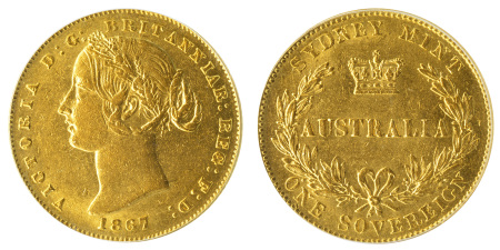 1867 (SY) Au Sydney Sovereign, Victoria