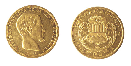 Guatemala 1869 R (Au) 20 Pesos