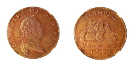 Bermuda 1793 (Cu) One Penny, (KM: