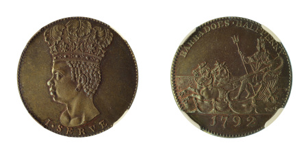 Barbados 1792 1/2 Penny (Cu) PR-25