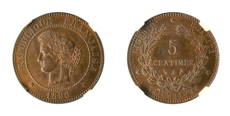France 1896 A (Cu) 5 Centimes
