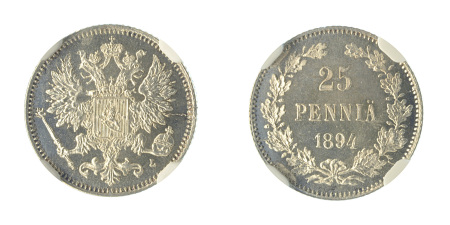 Finland 1894L (Ag) 25 Pennia, Nicholas