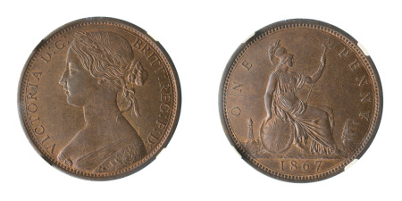 Great Britain 1867 (Cu) Penny; Queen
