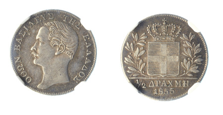 Greece 1855 (Ag) 1/2 Drachma, ruler