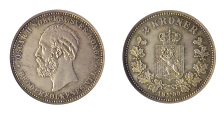 Norway 1890 (Ag) 2 Kroner; Oscar