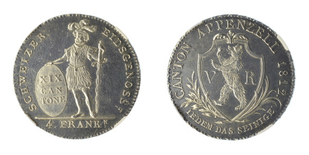 Switzerland 1812 APPENZELL (Ag) 4 Francs
