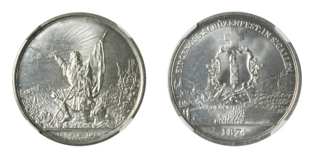 Switzerland 1874 ST.GALLEN (Ag) 5 Francs