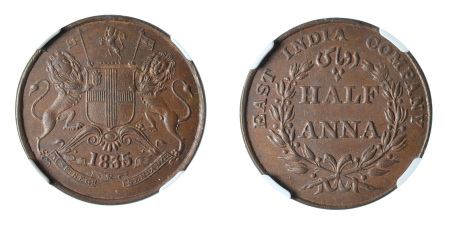 India, E.I.C. (British) 1835(B) (Cu) 1/2