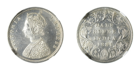 India (British) 1881(B) (Ag) 1/2 Rupee