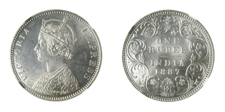 India (British) 1887 B (Ag) Rupee