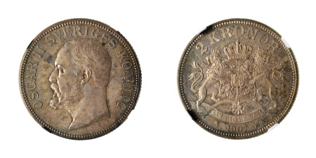 Sweden 1907 EB (Ag) 2 Kronor