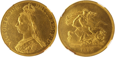 Great Britain 1887 (Au) Five Pounds