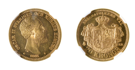 Sweden 1885 EB (Au) 20 Kronor