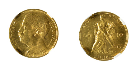 Italy 1912 R (Au) 10 Lire