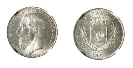 Belgian Congo 1887 (Ag) 2 Francs