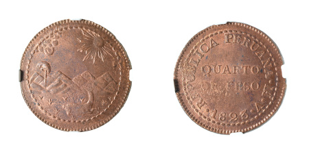 Peru 1823 V Lima (Cu) 1/4