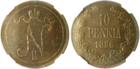 Finland 1896 Cu 10 Pennia