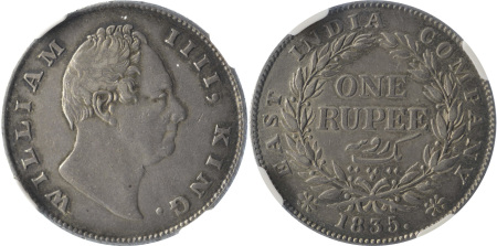 India (British) 1835C Ag Rupee