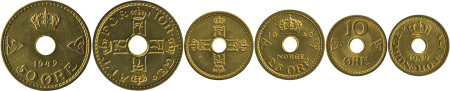 Norway 1942 Nickel Brass 3 Coin Set