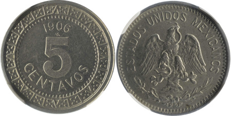 Mexico 1906M Ag 5 Centavos