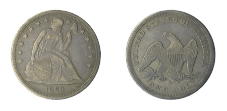 USA 1860 O Ag $Dollar. Liberty Seated Type