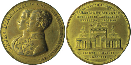 Austria 1857 AE Medallion Visit to Milan