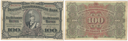 German East Africa 1905 First Issue 100 Rupien Banknote