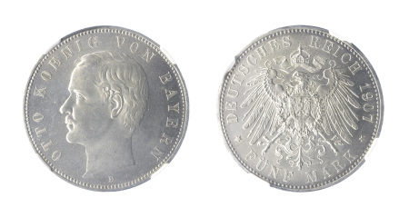 Germany 1907D Ag 5 marks Bavaria